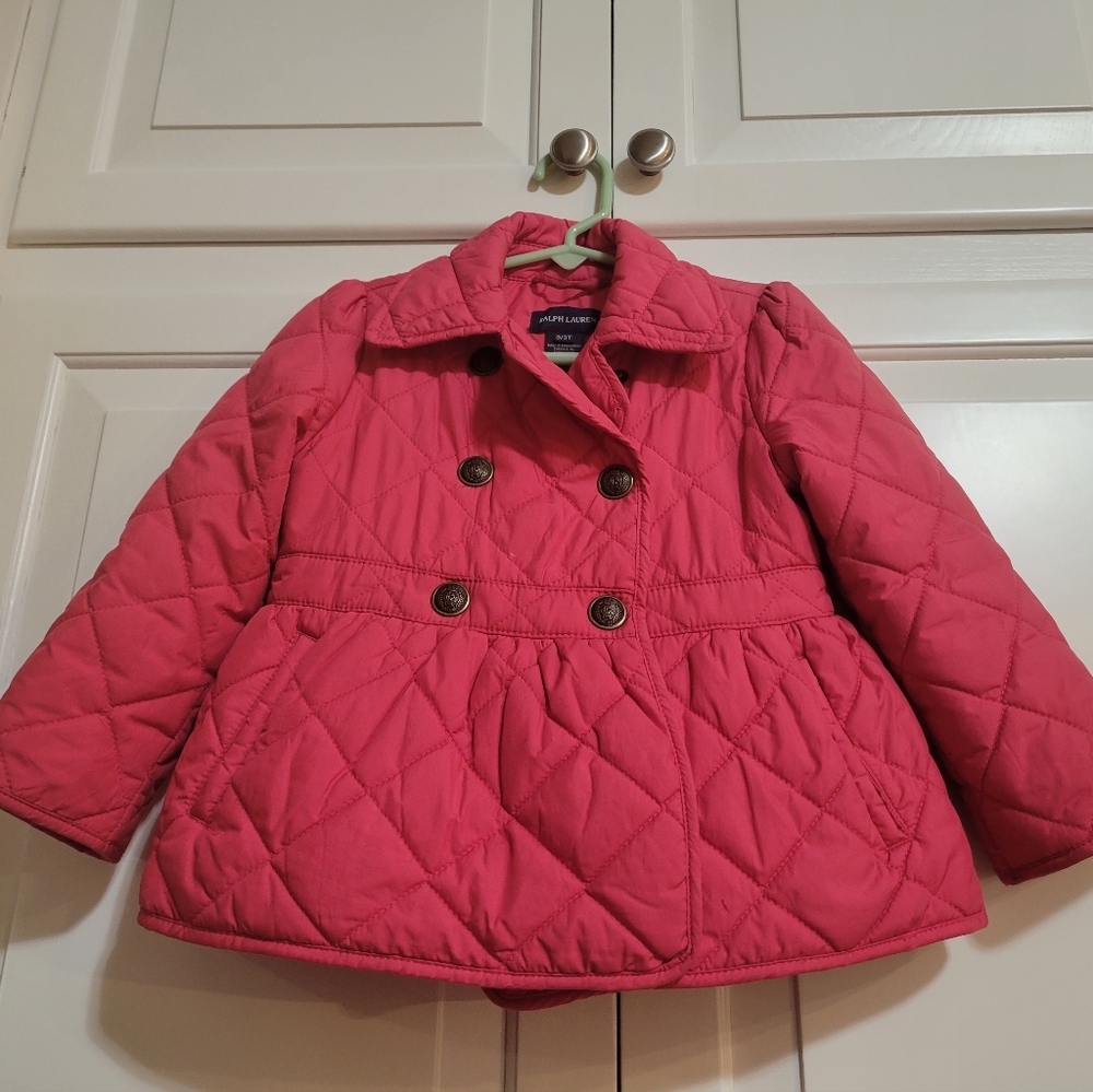 Ralph Lauren Pink Quilted Puffer Coat for Kids